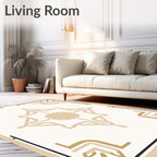 Neutral Beige Art Deco Medallion Rug