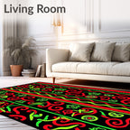 Bold Red Neon Swirls Black Rug