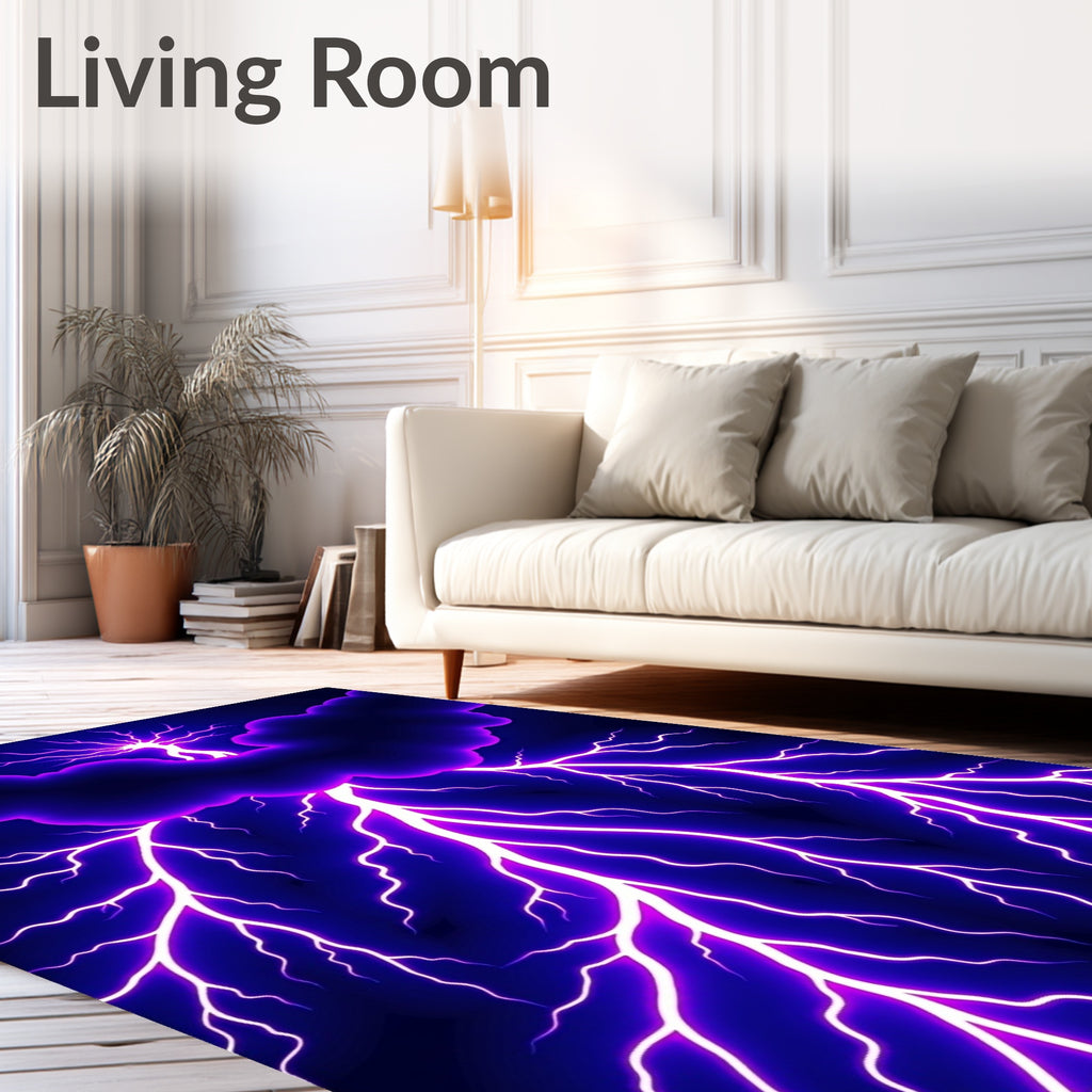 Electric Violet Lightening Storm Rug