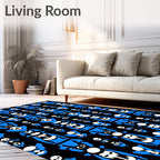 Bold Blue Skeleton Totem Rug