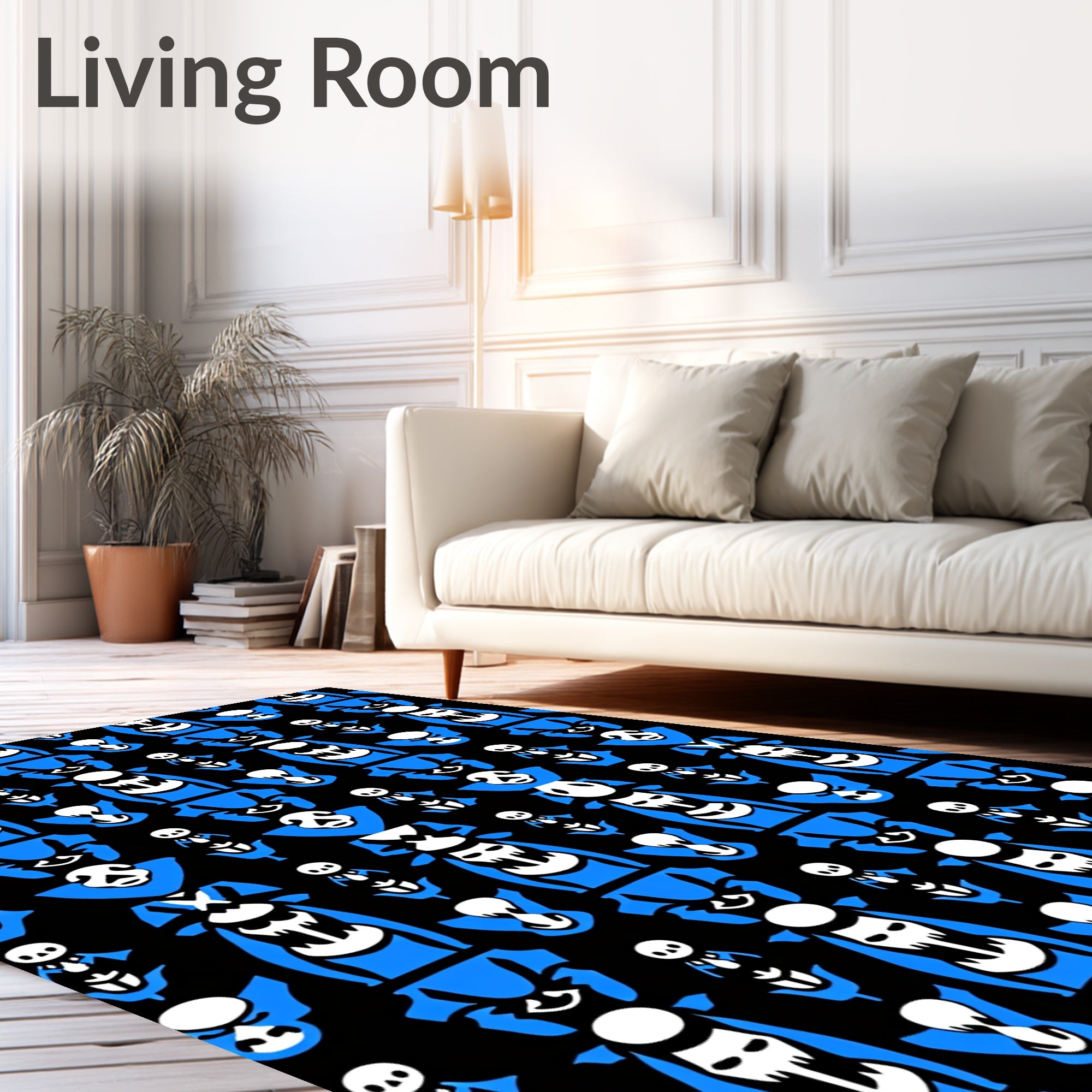 Bold Blue Skeleton Totem Rug