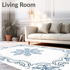 Light Blue Art Nouveau Floral Medallion Rug