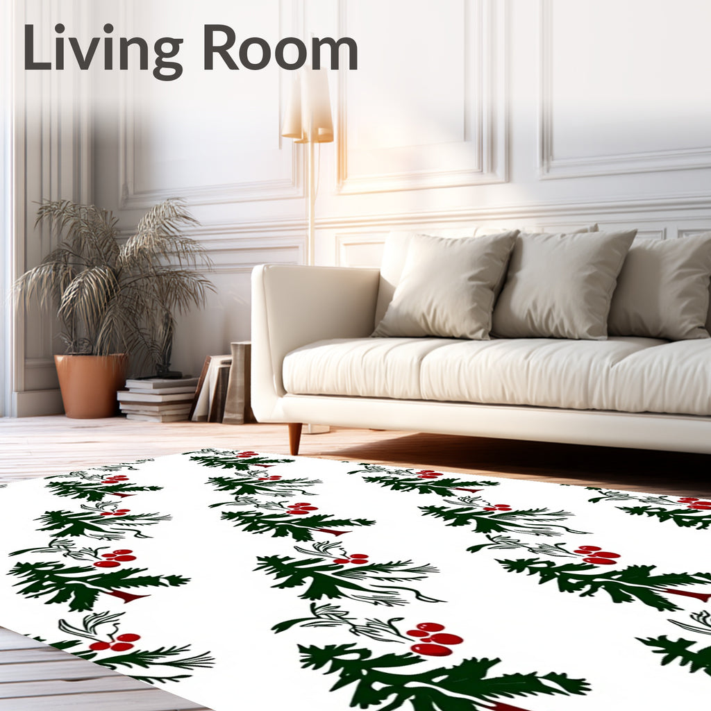 Dark Green Pine Berry Garland Rug