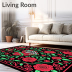 Bold Heart Floral Skeleton Rug