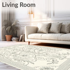 Cream Floral Vine Scroll Rug