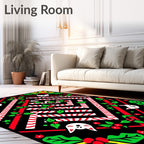 Cute White Cat Candy Cane Holly Rug