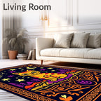 Whimsical Orange Cat Night Sky Rug