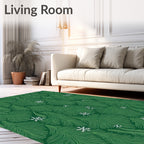 Emerald Green Pine Snowflakes Rug