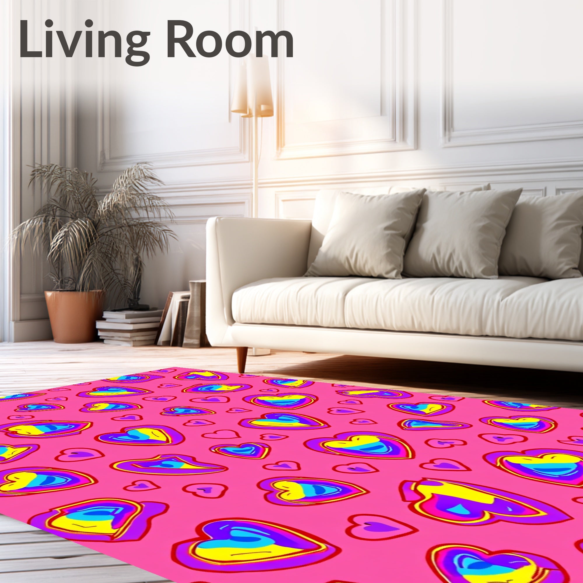 Vibrant Pink Heart Collage Rug