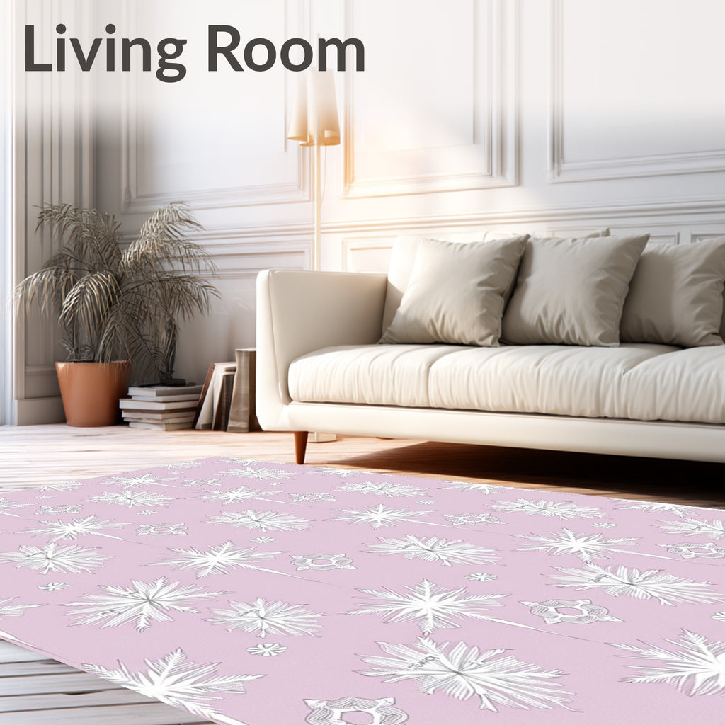 Pale Pink Winter Snowflake Medallion Rug