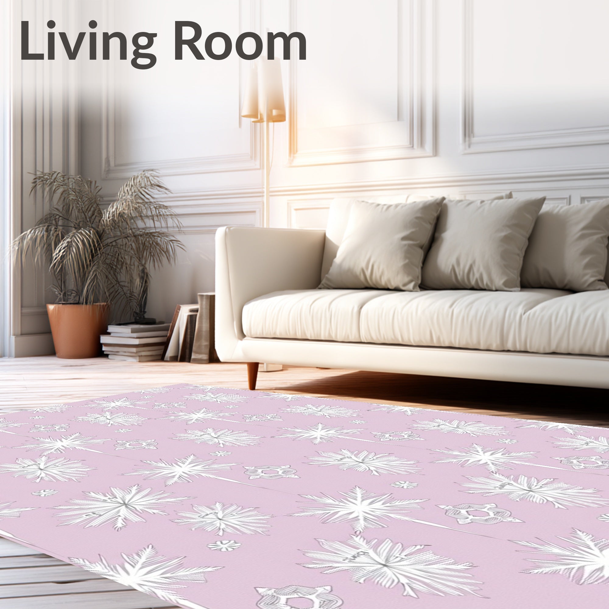 Pale Pink Winter Snowflake Medallion Rug
