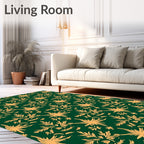 Golden Laurel Scrollwork Emerald Rug