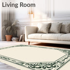 Ornate Dark Green Geometric Octagon Rug