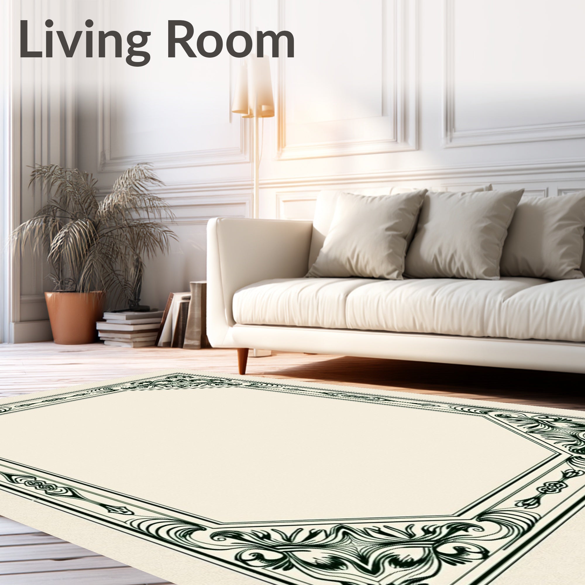 Ornate Dark Green Geometric Octagon Rug