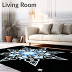 Ornate Blue Snowflake Mandala Rug