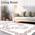 Deep Red Floral Border Swirls Medallion Rug
