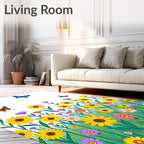 Colorful Meadow Butterfly Garden Scape Rug