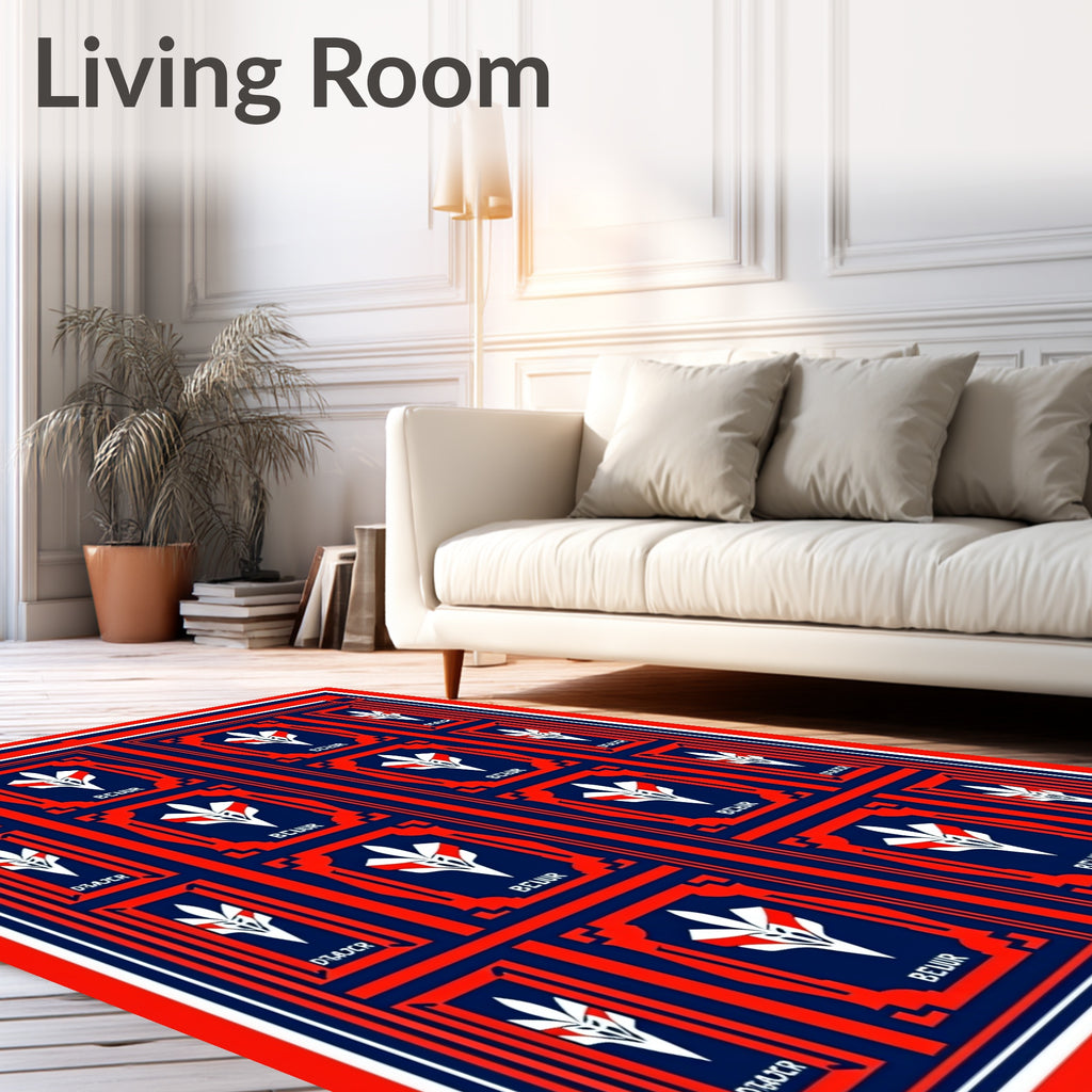 Bold Red Geometric Emblem Rug