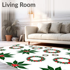 Festive Green Berry Wreath Arrangement Rug