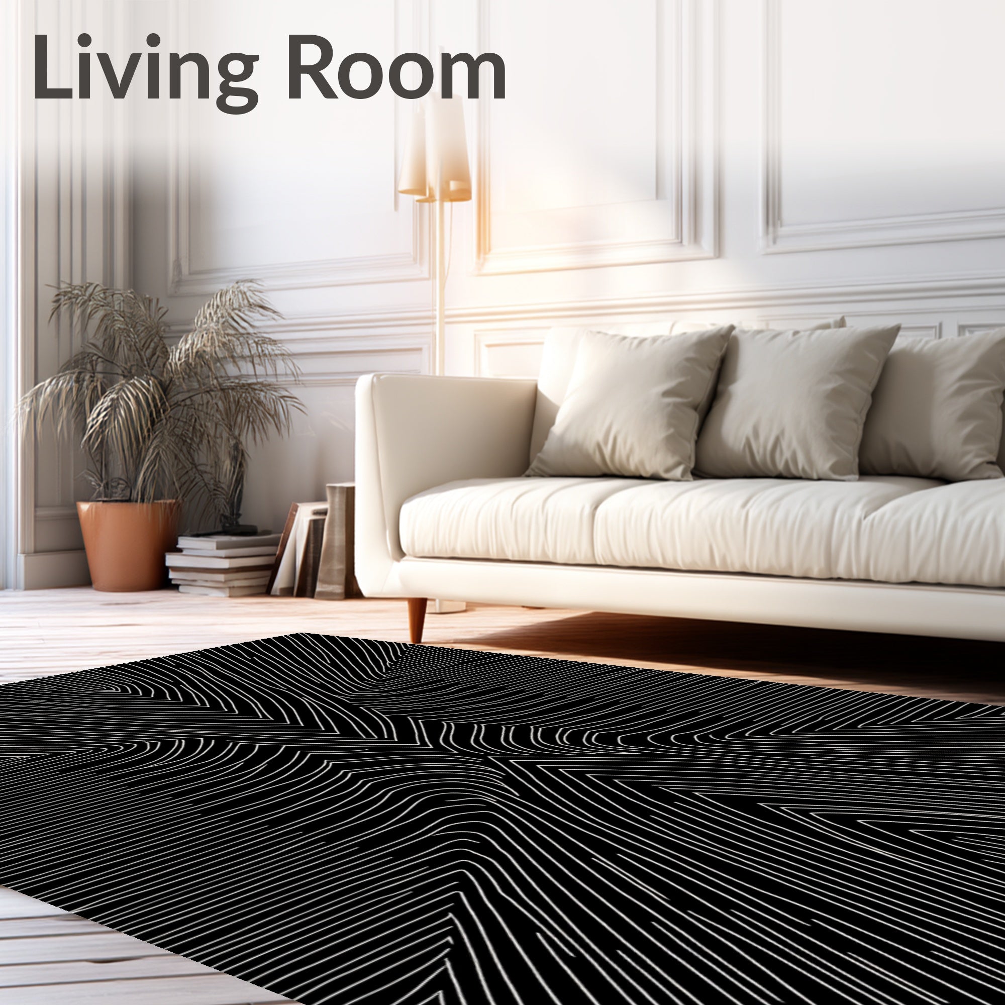 Monochromatic Abstract Linear Swirl Rug