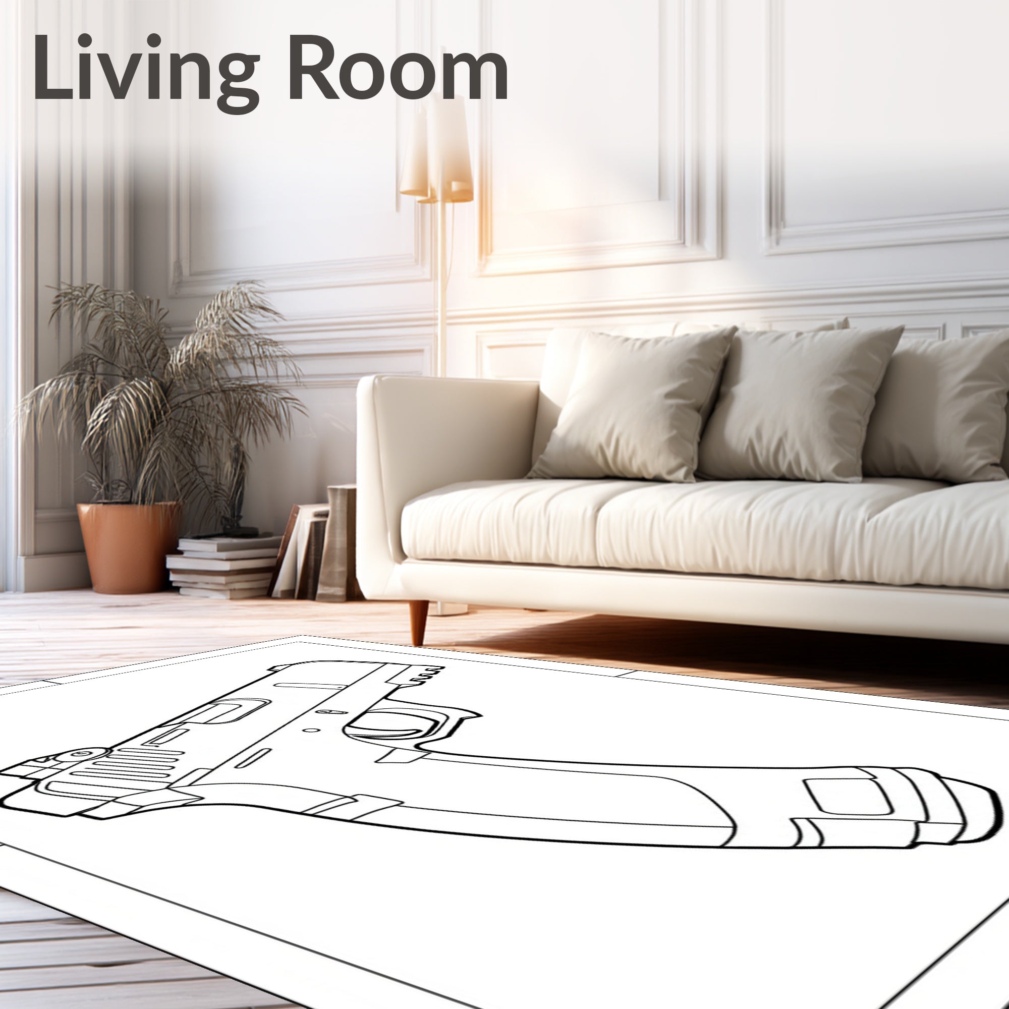 Bold modern pistol outline Rug
