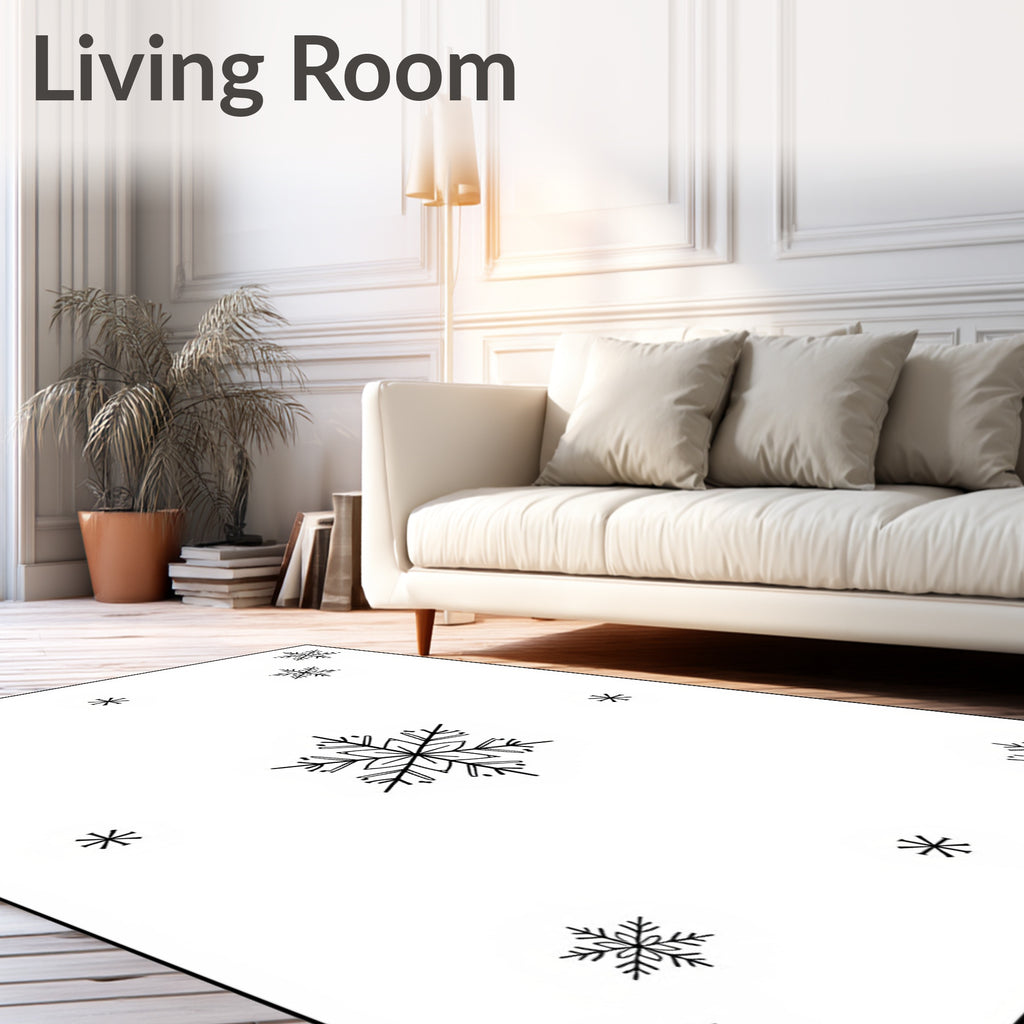 Black White Snowflake Scatter Rug
