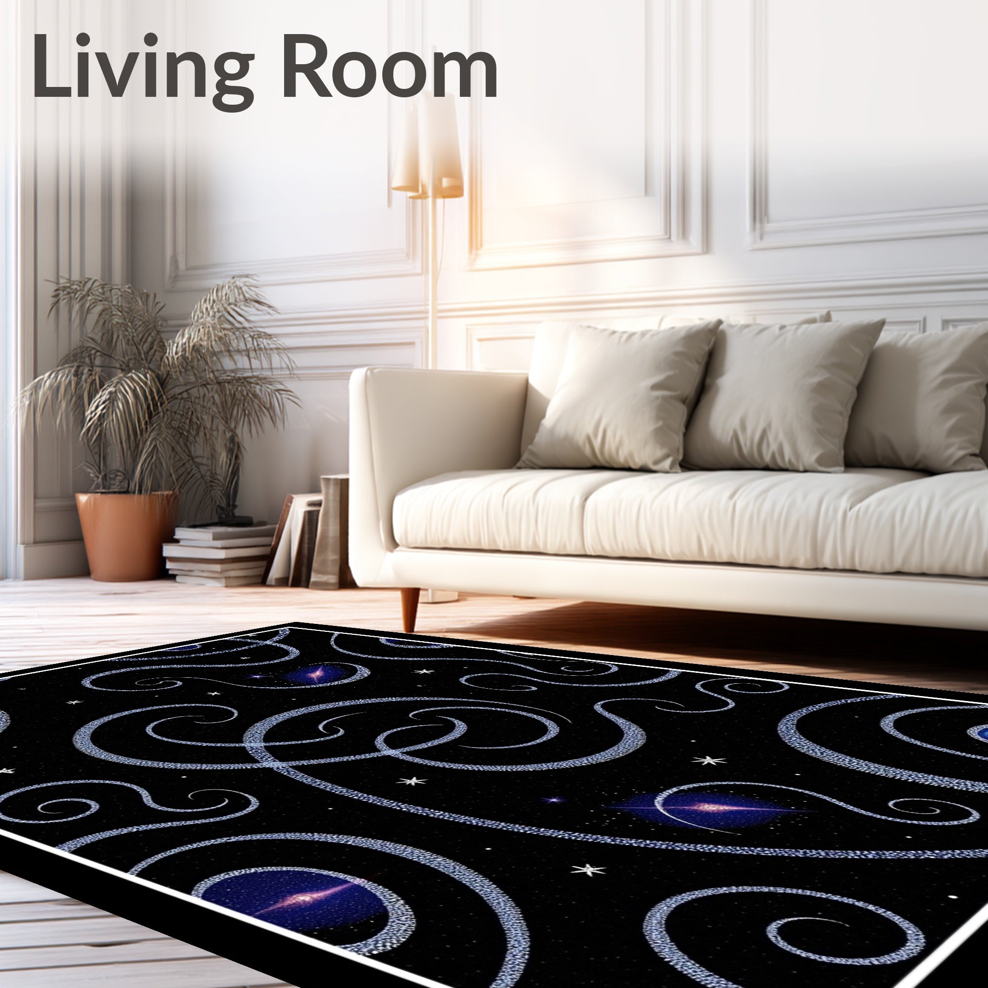 Cosmic Swirl Galaxy Starfield Rug