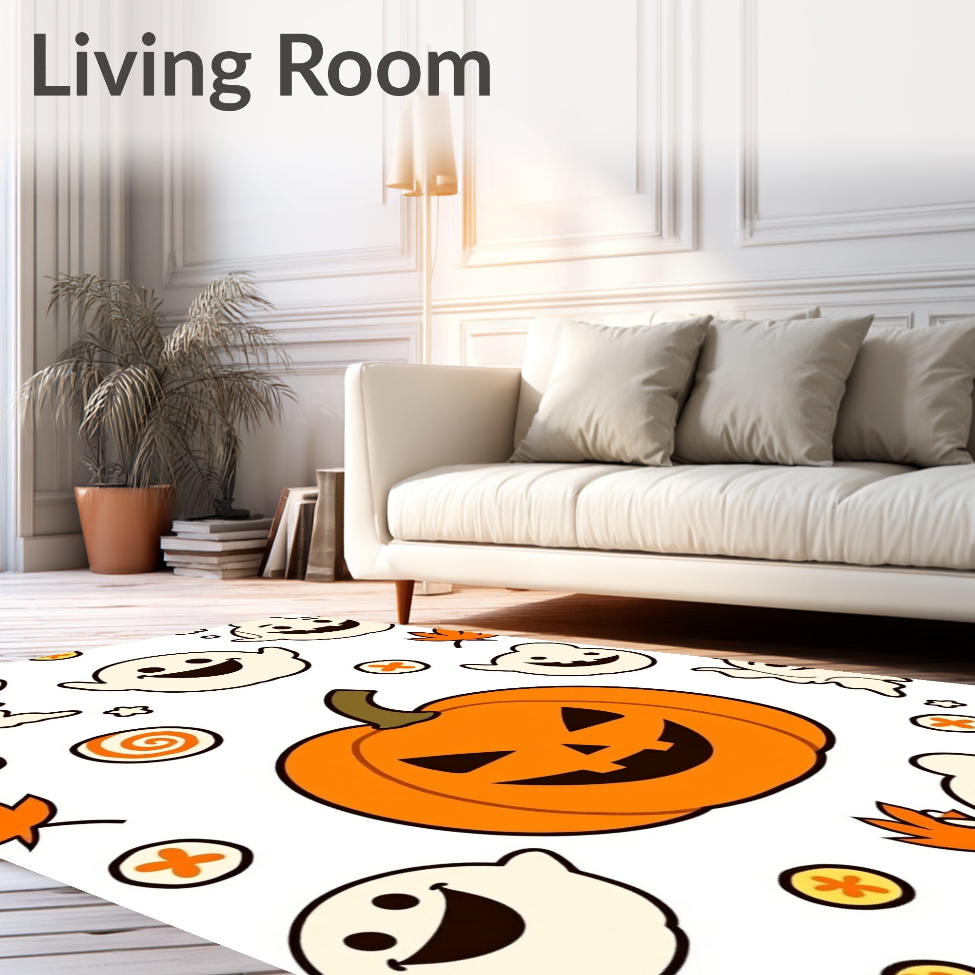 Spooky Halloween Pumpkin Ghost Medley Rug
