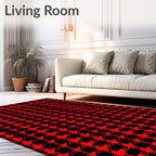 Bold Red Houndstooth Geometric Rug