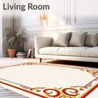 Crimson Gold Swirl Corner Border Rug