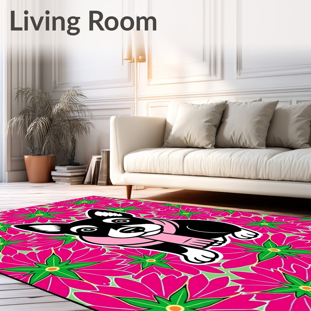 Bold Pink Floral Dog Scarf Rug