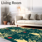 Cream Pitcher and Fern Repeating Pattern Rug