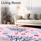 Pink Snowy Evergreen Winter Whimsy Rug