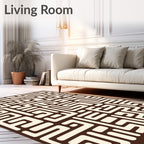 Brown Cream Maze Geometric Rug