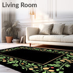 Golden Fruit Green Leaf Border Rug