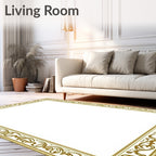 Regal Gold Filigree Scroll Frame Rug