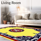 Yellow Lion Medallion Border Rug