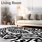 Bold Black Abstract Geometric Symmetry Rug