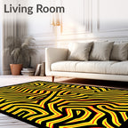 Bold Black Yellow Red Maze Rug