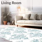 Soft Blue Damask Scrollwork Rug