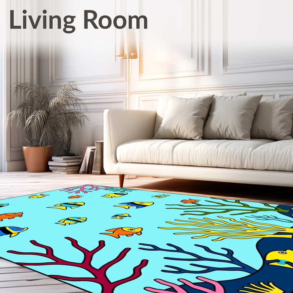 Oceanic Coral Reef Fish Assortment Rug