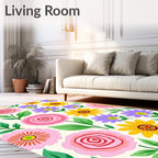 Pink Yellow Purple Floral Collage Rug