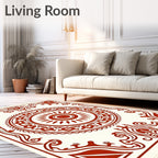Crimson Sun Medallion Border Rug