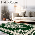 Traditional Dark Green Medallion Lace Rug