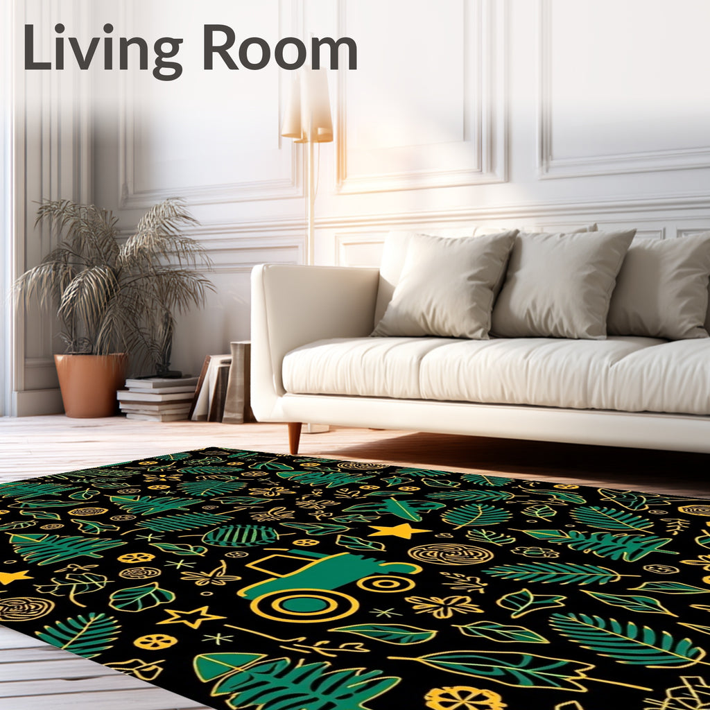 Green Tractor Forest Nature Collection Rug
