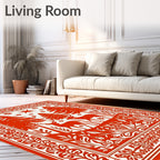 Bold Red Deer Forest Woodland Scene Rug