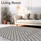 Geometric Diamond Maze Black Cream Rug