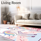 Pastel Unicorn Floral Frame Rug