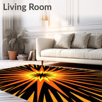 Bold Yellow Orange Sunburst Explosion Rug