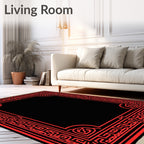 Bold Red Geometric Frame Rug
